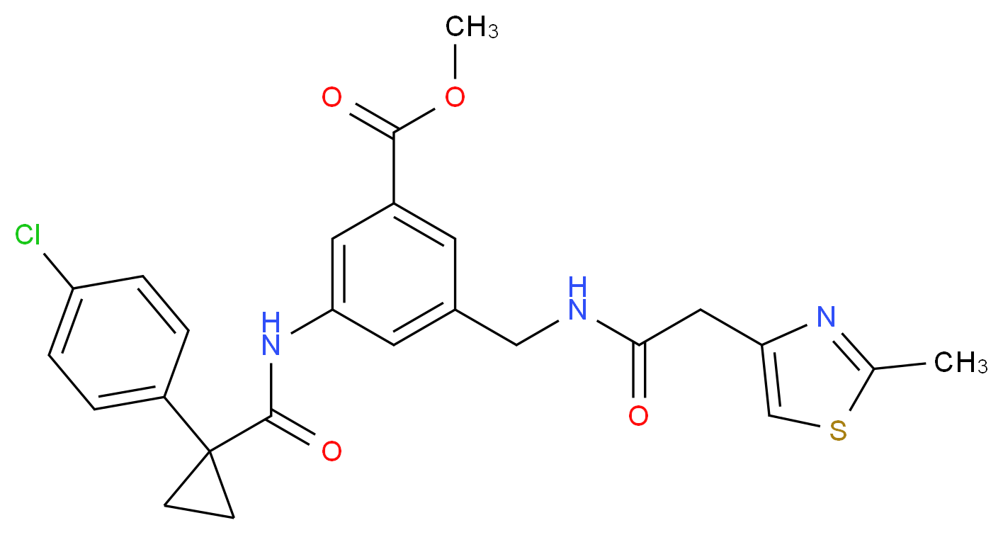 methyl 3-({[1-(4-chlorophenyl)cyclopropyl]carbonyl}amino)-5-({[(2-methyl-1,3-thiazol-4-yl)acetyl]amino}methyl)benzoate_Molecular_structure_CAS_)