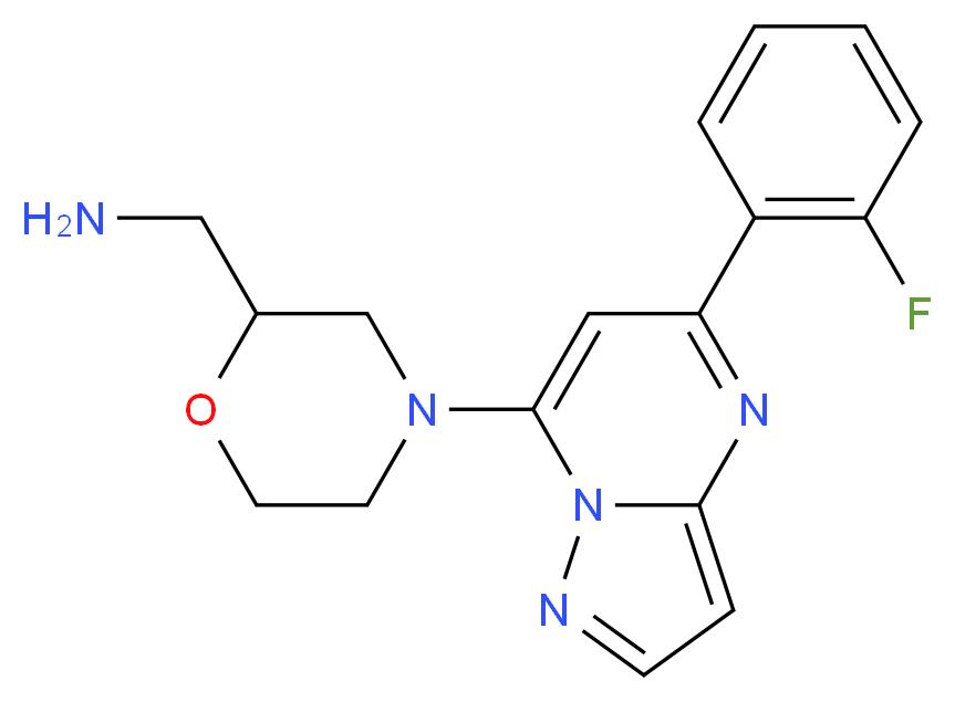({4-[5-(2-fluorophenyl)pyrazolo[1,5-a]pyrimidin-7-yl]-2-morpholinyl}methyl)amine_Molecular_structure_CAS_)