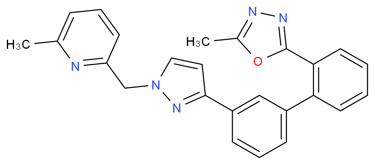 2-methyl-6-({3-[2'-(5-methyl-1,3,4-oxadiazol-2-yl)-3-biphenylyl]-1H-pyrazol-1-yl}methyl)pyridine_Molecular_structure_CAS_)