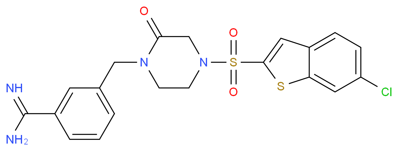 3-({4-[(6-CHLORO-1-BENZOTHIEN-2-YL)SULFONYL]-2-OXOPIPERAZIN-1-YL}METHYL)BENZENECARBOXIMIDAMIDE_Molecular_structure_CAS_)