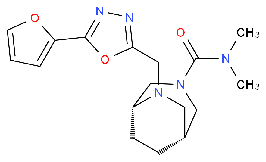 (1R*,5R*)-6-{[5-(2-furyl)-1,3,4-oxadiazol-2-yl]methyl}-N,N-dimethyl-3,6-diazabicyclo[3.2.2]nonane-3-carboxamide_Molecular_structure_CAS_)