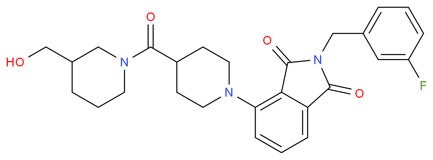 2-(3-fluorobenzyl)-4-(4-{[3-(hydroxymethyl)-1-piperidinyl]carbonyl}-1-piperidinyl)-1H-isoindole-1,3(2H)-dione_Molecular_structure_CAS_)