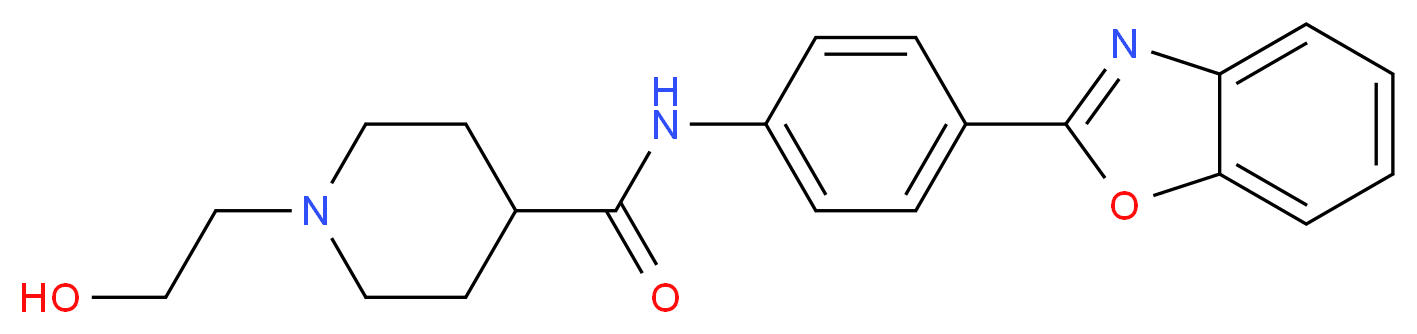 N-[4-(1,3-benzoxazol-2-yl)phenyl]-1-(2-hydroxyethyl)-4-piperidinecarboxamide_Molecular_structure_CAS_)