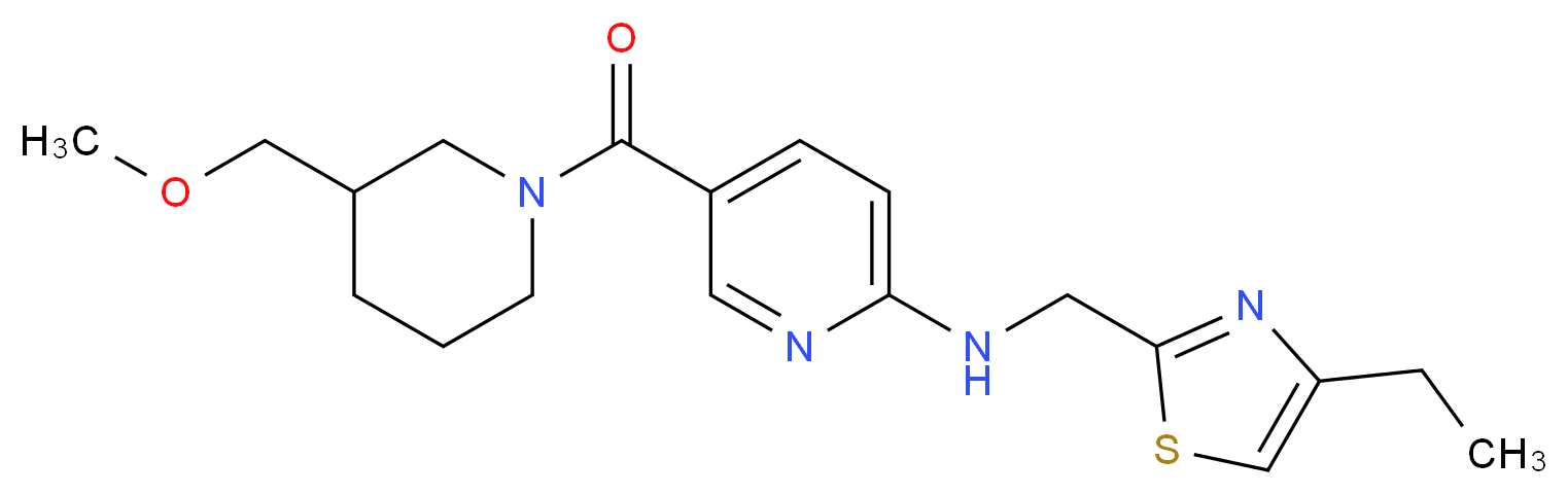 N-[(4-ethyl-1,3-thiazol-2-yl)methyl]-5-{[3-(methoxymethyl)-1-piperidinyl]carbonyl}-2-pyridinamine_Molecular_structure_CAS_)