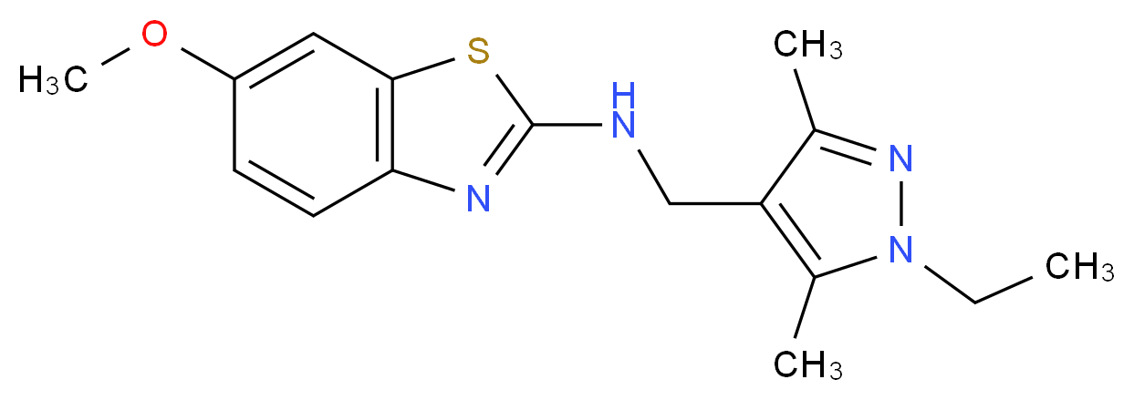 N-[(1-ethyl-3,5-dimethyl-1H-pyrazol-4-yl)methyl]-6-methoxy-1,3-benzothiazol-2-amine_Molecular_structure_CAS_)