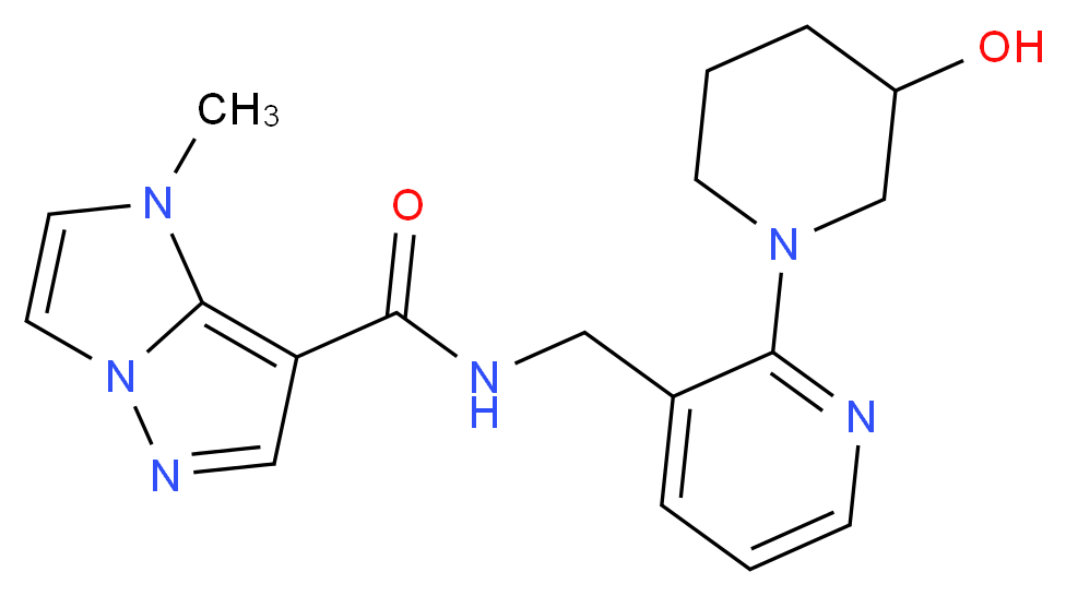 N-{[2-(3-hydroxypiperidin-1-yl)pyridin-3-yl]methyl}-1-methyl-1H-imidazo[1,2-b]pyrazole-7-carboxamide_Molecular_structure_CAS_)