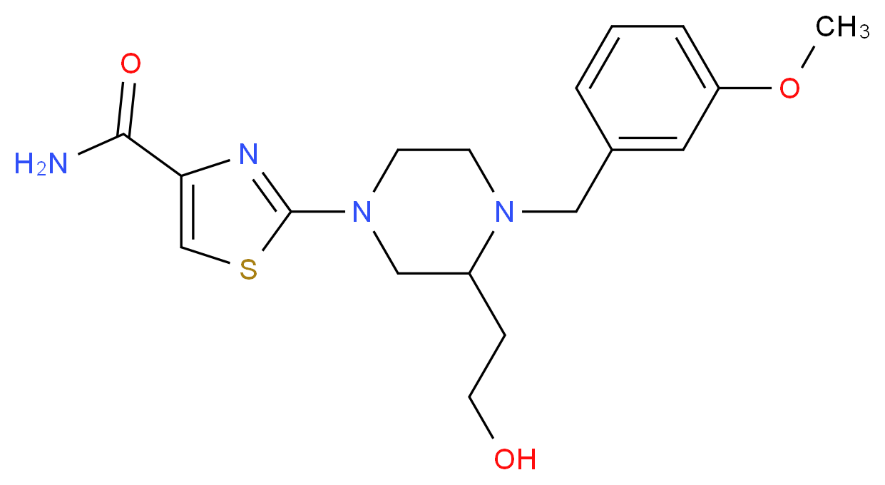 2-[3-(2-hydroxyethyl)-4-(3-methoxybenzyl)-1-piperazinyl]-1,3-thiazole-4-carboxamide_Molecular_structure_CAS_)