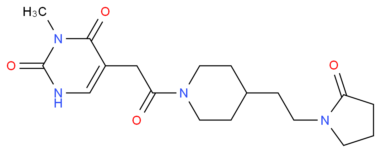 3-methyl-5-(2-oxo-2-{4-[2-(2-oxo-1-pyrrolidinyl)ethyl]-1-piperidinyl}ethyl)-2,4(1H,3H)-pyrimidinedione_Molecular_structure_CAS_)