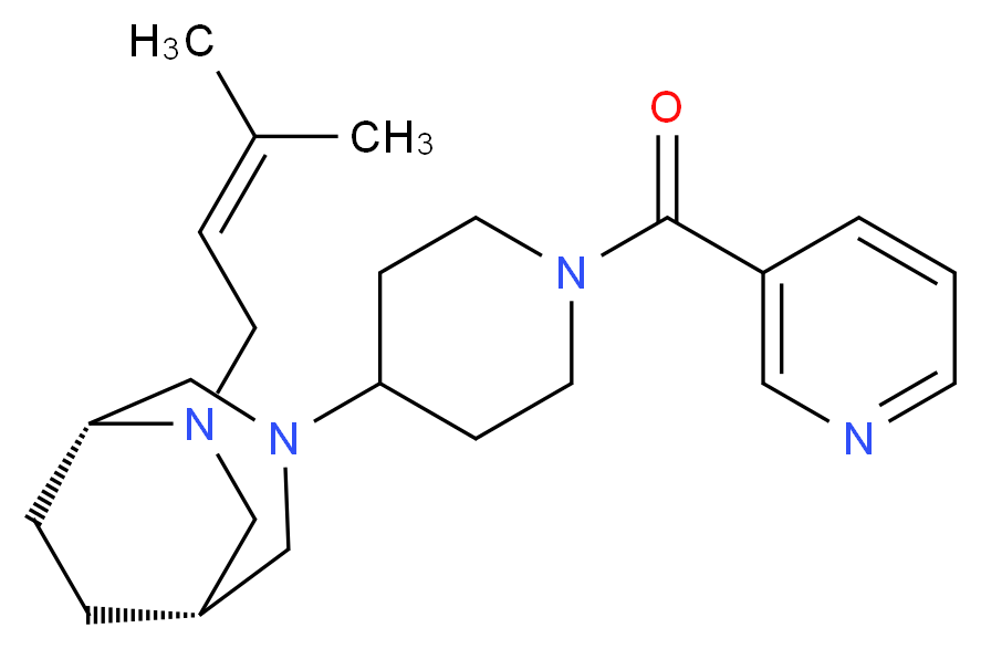 (1S*,5R*)-6-(3-methylbut-2-en-1-yl)-3-[1-(pyridin-3-ylcarbonyl)piperidin-4-yl]-3,6-diazabicyclo[3.2.2]nonane_Molecular_structure_CAS_)