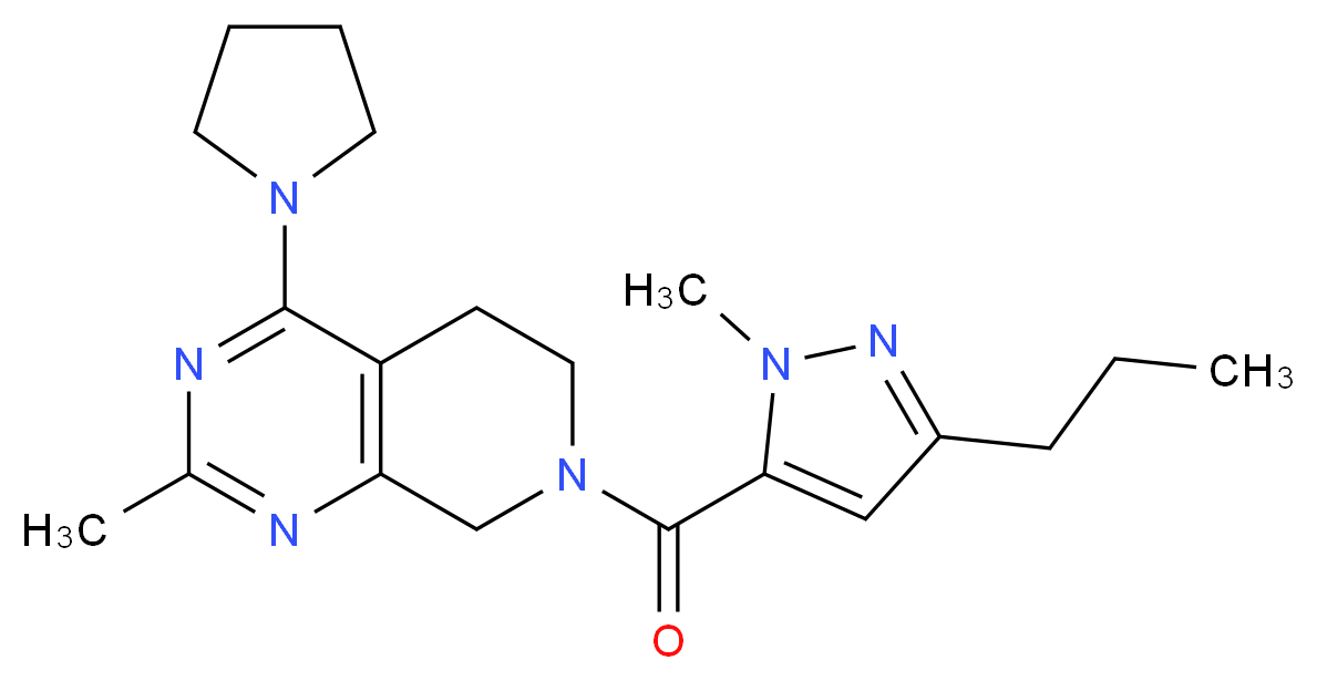 2-methyl-7-[(1-methyl-3-propyl-1H-pyrazol-5-yl)carbonyl]-4-pyrrolidin-1-yl-5,6,7,8-tetrahydropyrido[3,4-d]pyrimidine_Molecular_structure_CAS_)