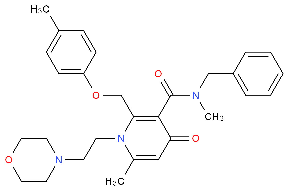 N-benzyl-N,6-dimethyl-2-[(4-methylphenoxy)methyl]-1-[2-(4-morpholinyl)ethyl]-4-oxo-1,4-dihydro-3-pyridinecarboxamide_Molecular_structure_CAS_)