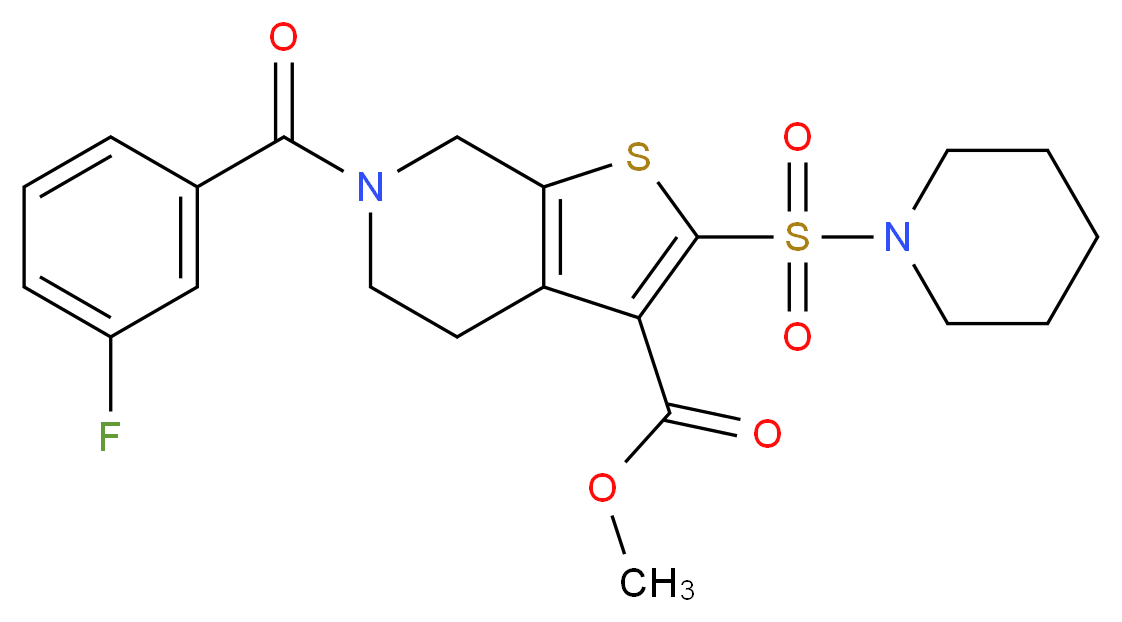 methyl 6-(3-fluorobenzoyl)-2-(1-piperidinylsulfonyl)-4,5,6,7-tetrahydrothieno[2,3-c]pyridine-3-carboxylate_Molecular_structure_CAS_)