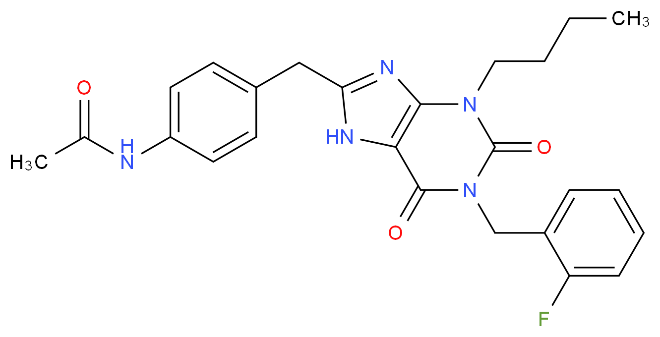 N-[4-[1-(2-Fluorobenzyl)-3-butyl-2,6-dixo-2,3,6,7-tetrahydro-1H-purin-8-ylmethyl]phenyl]acetamide_Molecular_structure_CAS_628279-07-2)