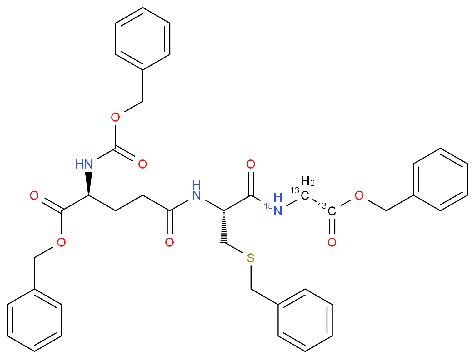 N-Cbz-O-Bzl-L-Glu-S-Bzl-L-Cys-Gly[13C2,15N]-OBzl_Molecular_structure_CAS_874462-72-3)