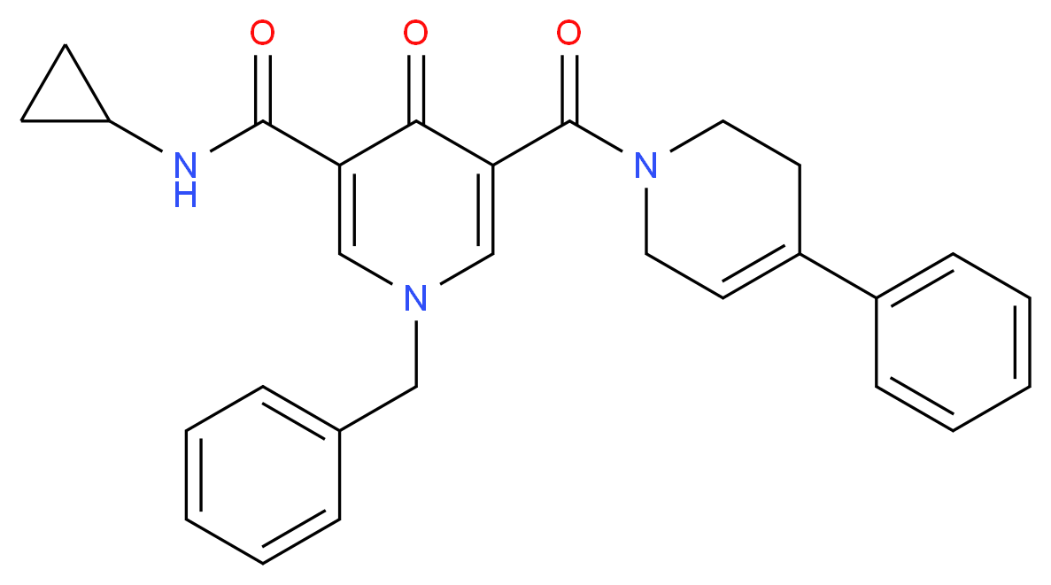 1-benzyl-N-cyclopropyl-4-oxo-5-[(4-phenyl-3,6-dihydro-1(2H)-pyridinyl)carbonyl]-1,4-dihydro-3-pyridinecarboxamide_Molecular_structure_CAS_)