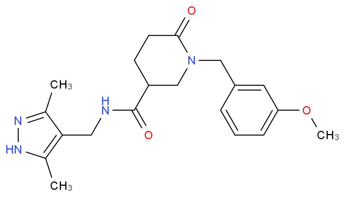 N-[(3,5-dimethyl-1H-pyrazol-4-yl)methyl]-1-(3-methoxybenzyl)-6-oxo-3-piperidinecarboxamide_Molecular_structure_CAS_)