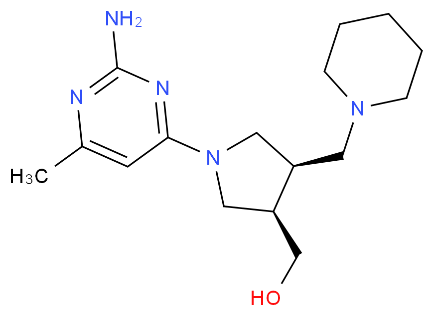 [(3R*,4R*)-1-(2-amino-6-methylpyrimidin-4-yl)-4-(piperidin-1-ylmethyl)pyrrolidin-3-yl]methanol_Molecular_structure_CAS_)