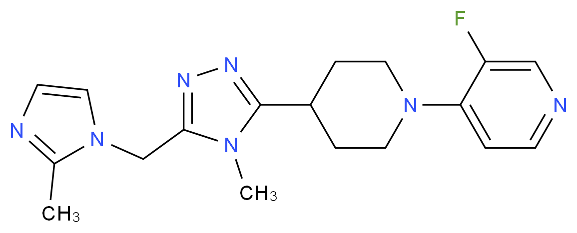 3-fluoro-4-(4-{4-methyl-5-[(2-methyl-1H-imidazol-1-yl)methyl]-4H-1,2,4-triazol-3-yl}piperidin-1-yl)pyridine_Molecular_structure_CAS_)