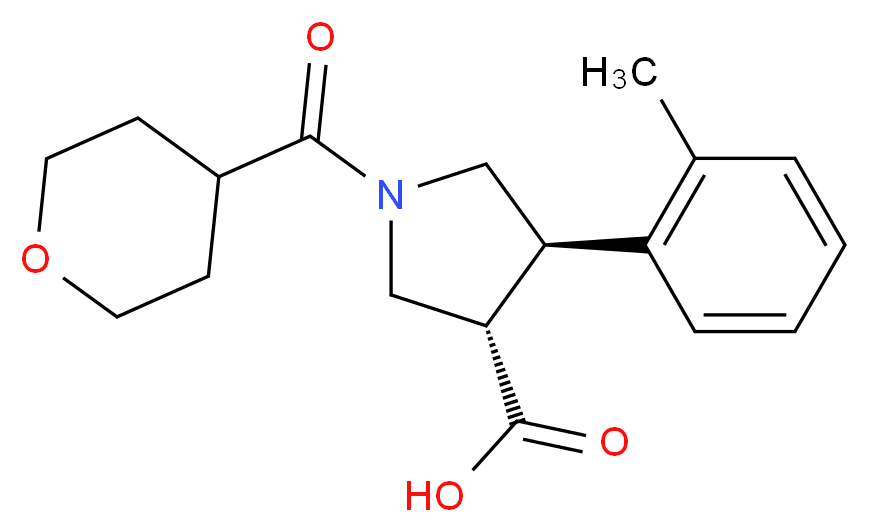 (3S*,4R*)-4-(2-methylphenyl)-1-(tetrahydro-2H-pyran-4-ylcarbonyl)pyrrolidine-3-carboxylic acid_Molecular_structure_CAS_)