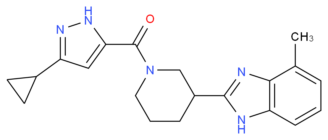 2-{1-[(3-cyclopropyl-1H-pyrazol-5-yl)carbonyl]-3-piperidinyl}-4-methyl-1H-benzimidazole_Molecular_structure_CAS_)