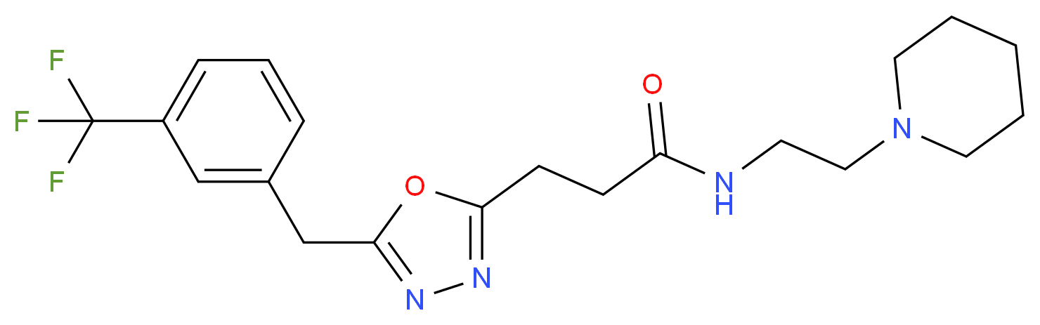 N-[2-(1-piperidinyl)ethyl]-3-{5-[3-(trifluoromethyl)benzyl]-1,3,4-oxadiazol-2-yl}propanamide_Molecular_structure_CAS_)