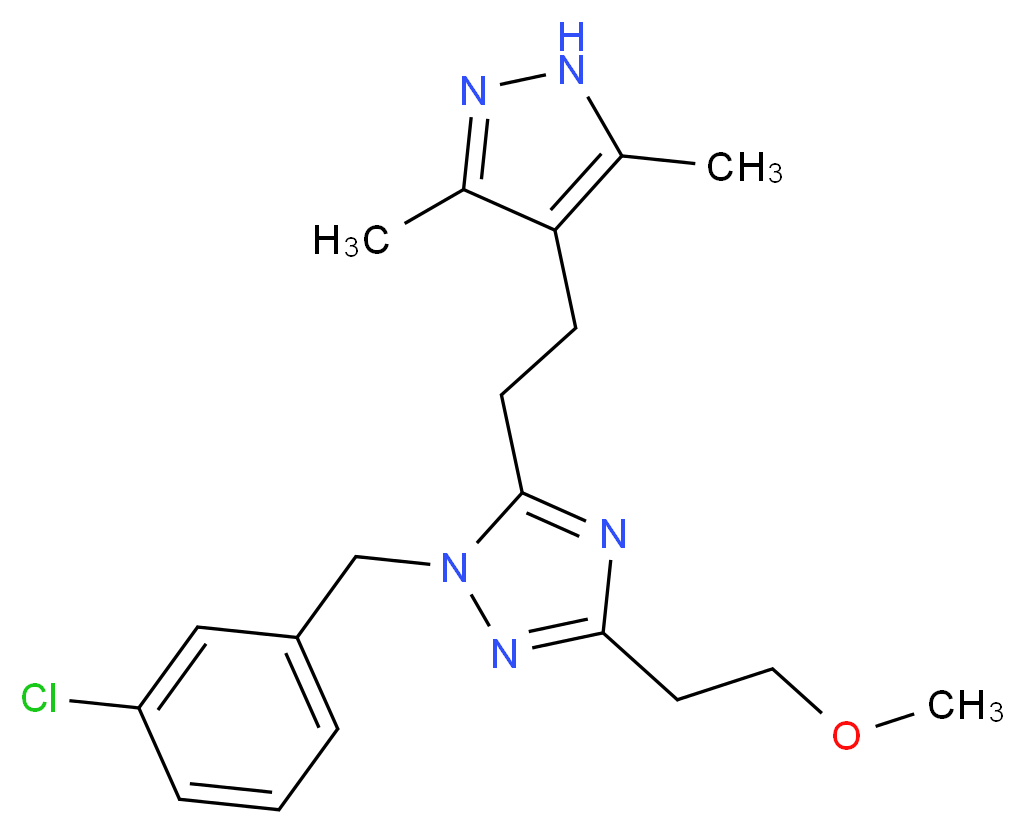1-(3-chlorobenzyl)-5-[2-(3,5-dimethyl-1H-pyrazol-4-yl)ethyl]-3-(2-methoxyethyl)-1H-1,2,4-triazole_Molecular_structure_CAS_)