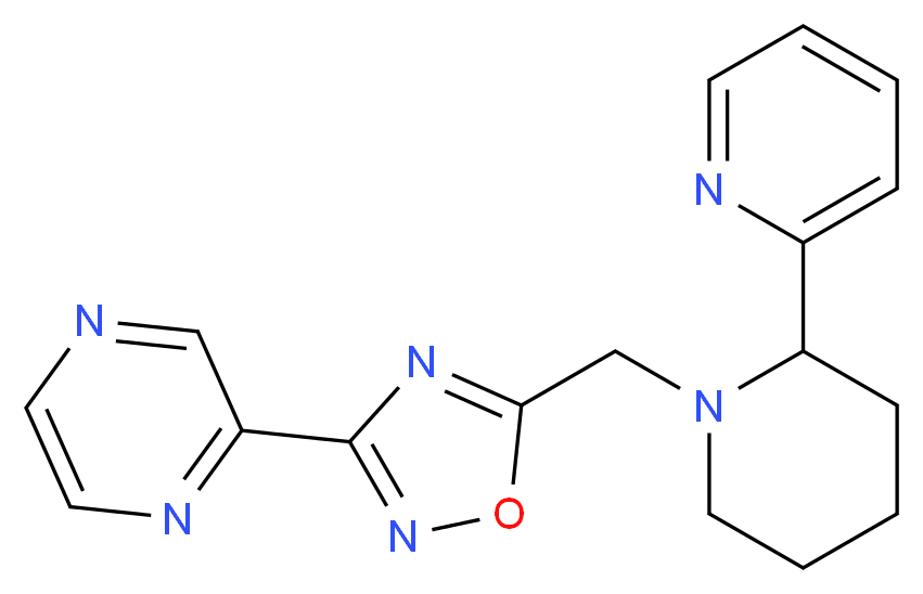 2-(5-{[2-(2-pyridinyl)-1-piperidinyl]methyl}-1,2,4-oxadiazol-3-yl)pyrazine_Molecular_structure_CAS_)