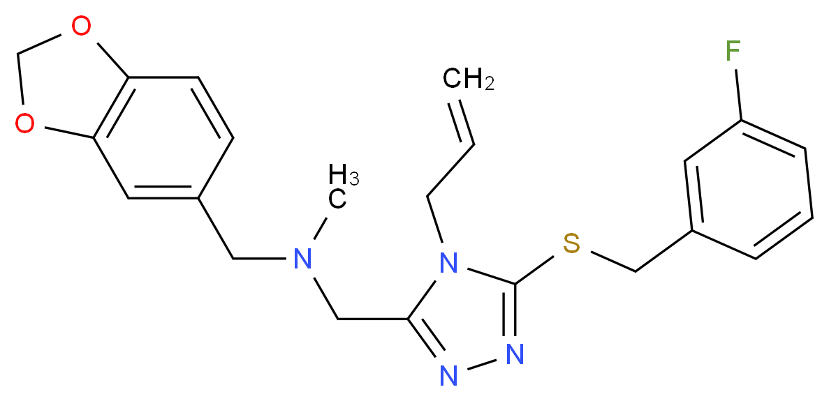 ({4-allyl-5-[(3-fluorobenzyl)thio]-4H-1,2,4-triazol-3-yl}methyl)(1,3-benzodioxol-5-ylmethyl)methylamine_Molecular_structure_CAS_)