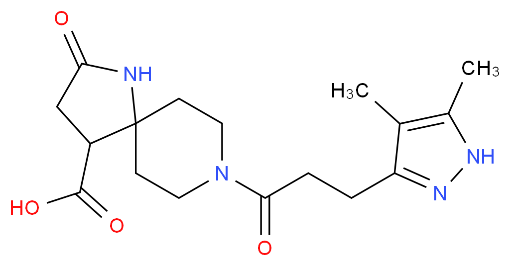 8-[3-(4,5-dimethyl-1H-pyrazol-3-yl)propanoyl]-2-oxo-1,8-diazaspiro[4.5]decane-4-carboxylic acid_Molecular_structure_CAS_)