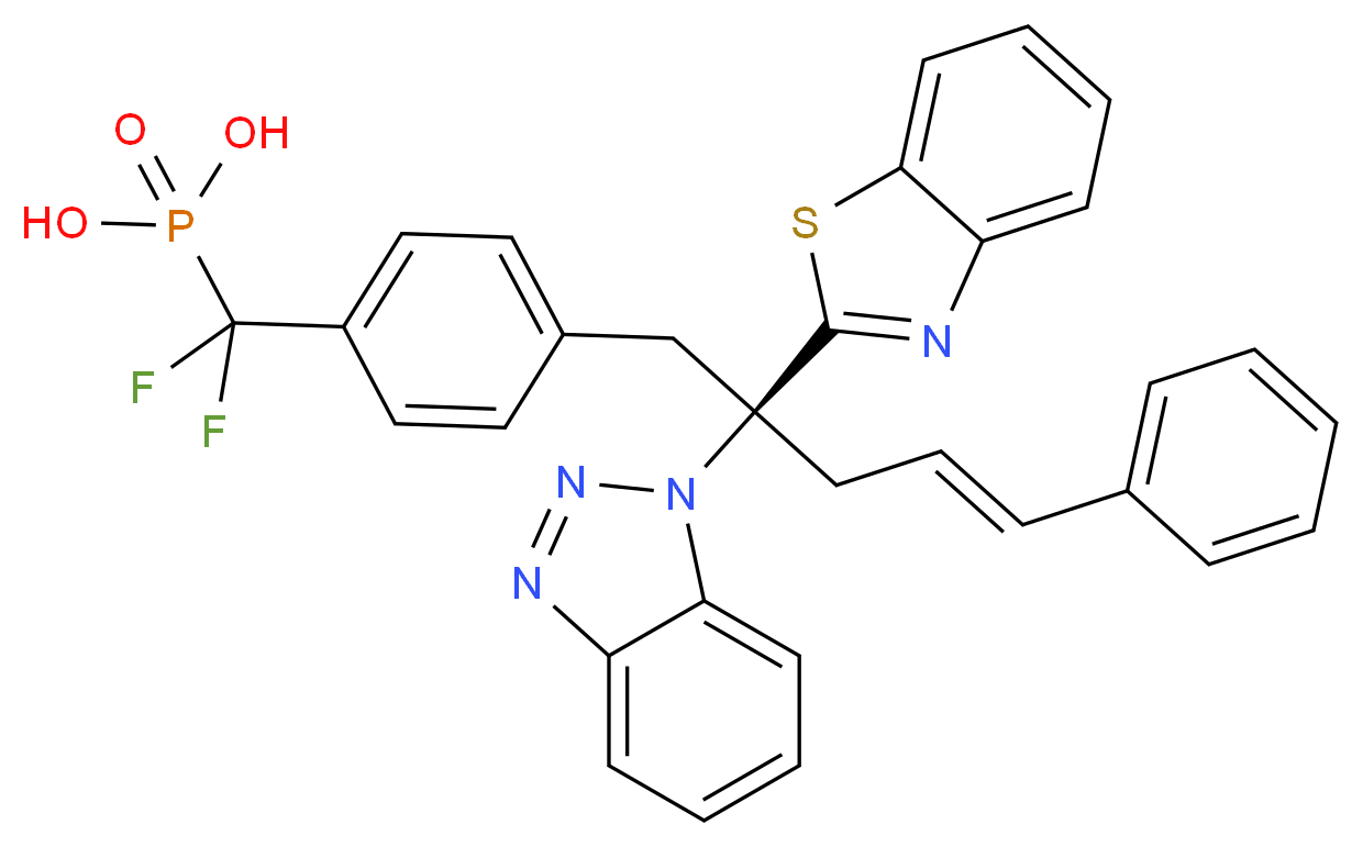 {4-[(2s,4e)-2-(1,3-Benzothiazol-2-Yl)-2-(1h-1,2,3-Benzotriazol-1-Yl)-5-Phenylpent-4-Enyl]Phenyl}(Difluoro)Methylphosphonic Acid_Molecular_structure_CAS_)