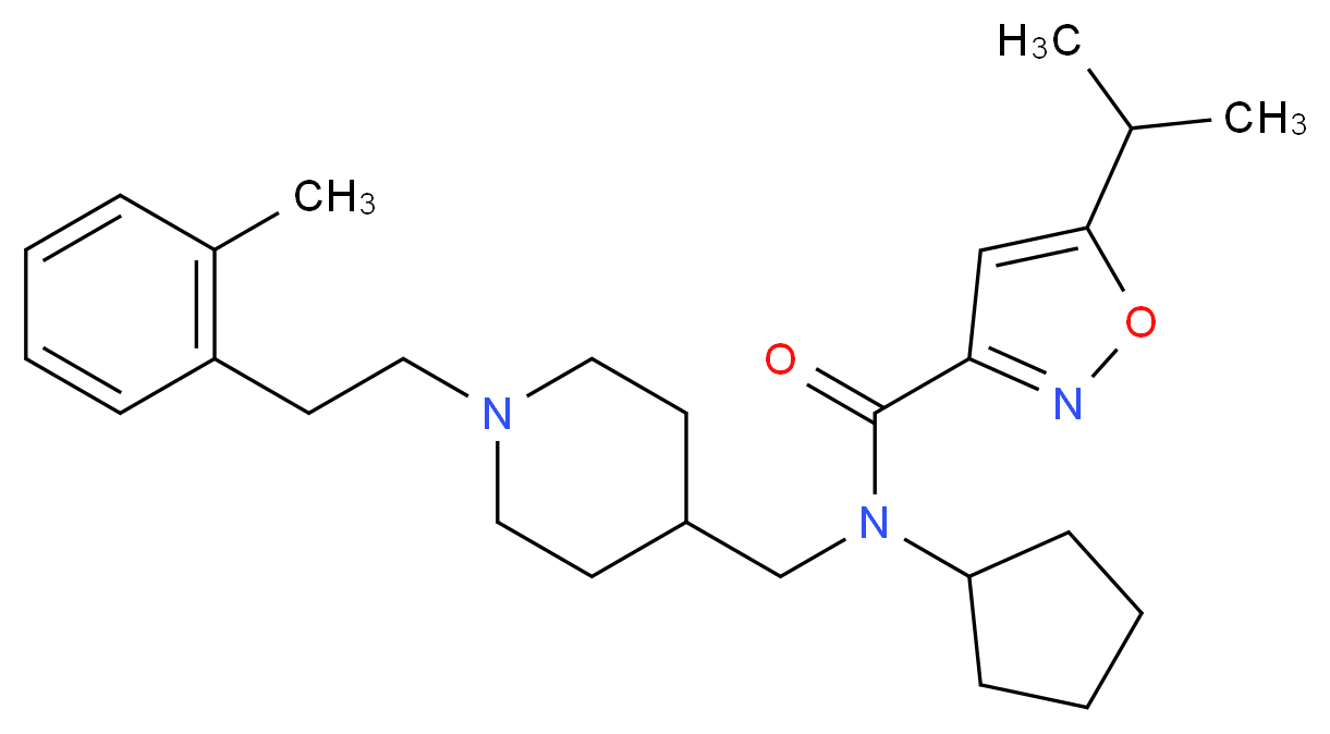N-cyclopentyl-5-isopropyl-N-({1-[2-(2-methylphenyl)ethyl]-4-piperidinyl}methyl)-3-isoxazolecarboxamide_Molecular_structure_CAS_)