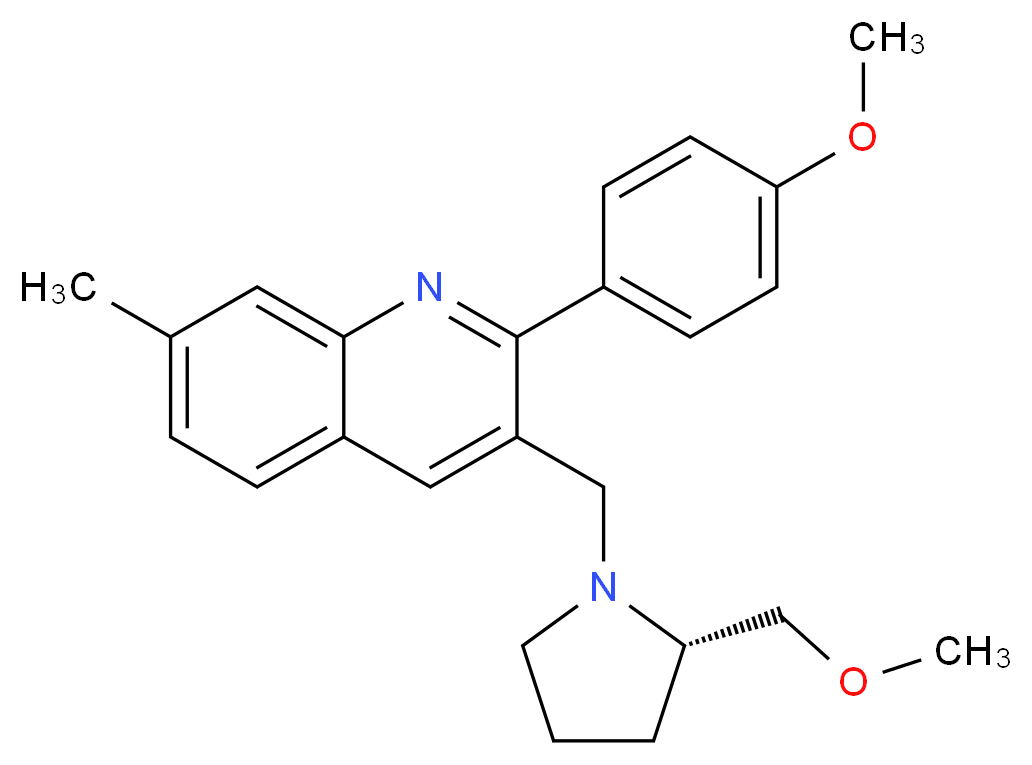 3-{[(2S)-2-(methoxymethyl)-1-pyrrolidinyl]methyl}-2-(4-methoxyphenyl)-7-methylquinoline_Molecular_structure_CAS_)