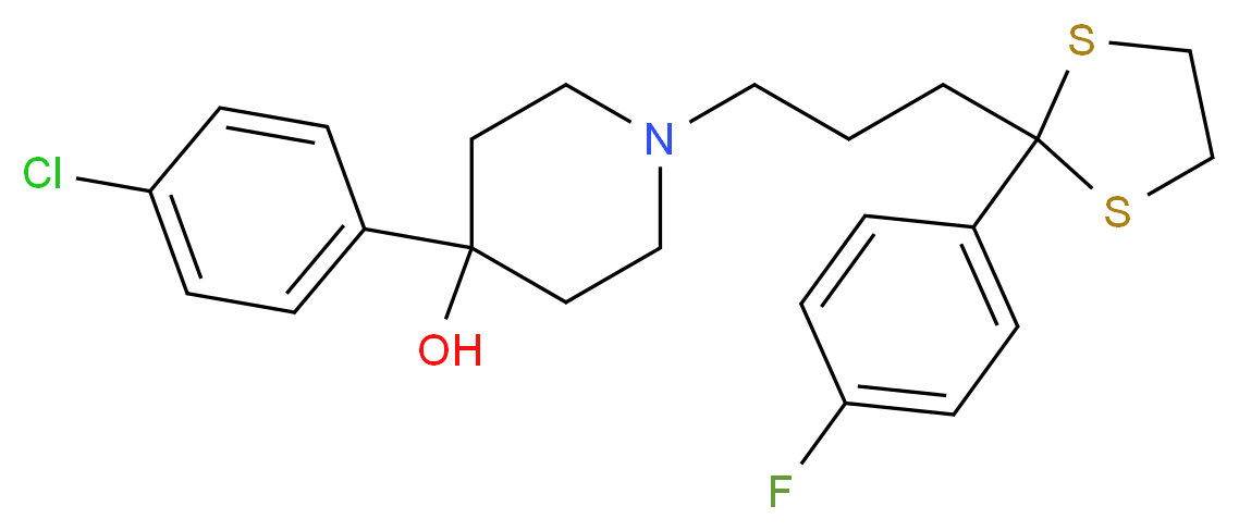 4-(4-CHLORO-PHENYL)-1-{3-[2-(4-FLUORO-PHENYL)-[1,3]DITHIOLAN-2-YL]-PROPYL}-PIPERIDIN-4-OL_Molecular_structure_CAS_)