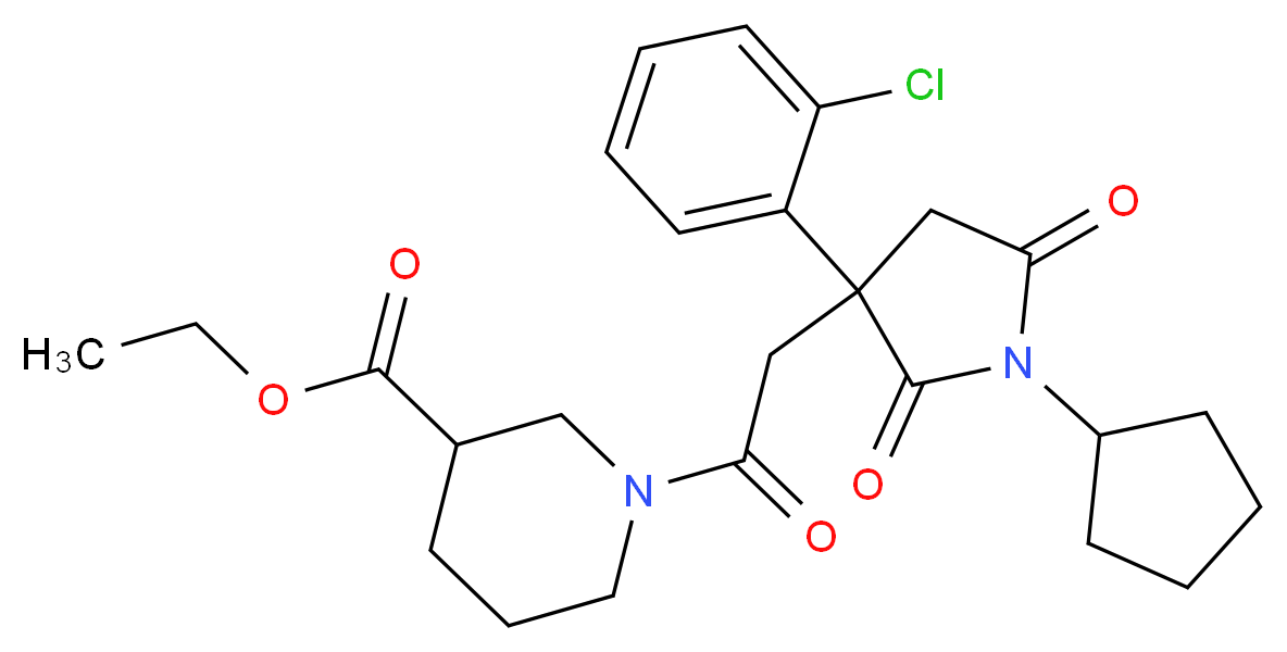 ethyl 1-{[3-(2-chlorophenyl)-1-cyclopentyl-2,5-dioxo-3-pyrrolidinyl]acetyl}-3-piperidinecarboxylate_Molecular_structure_CAS_)