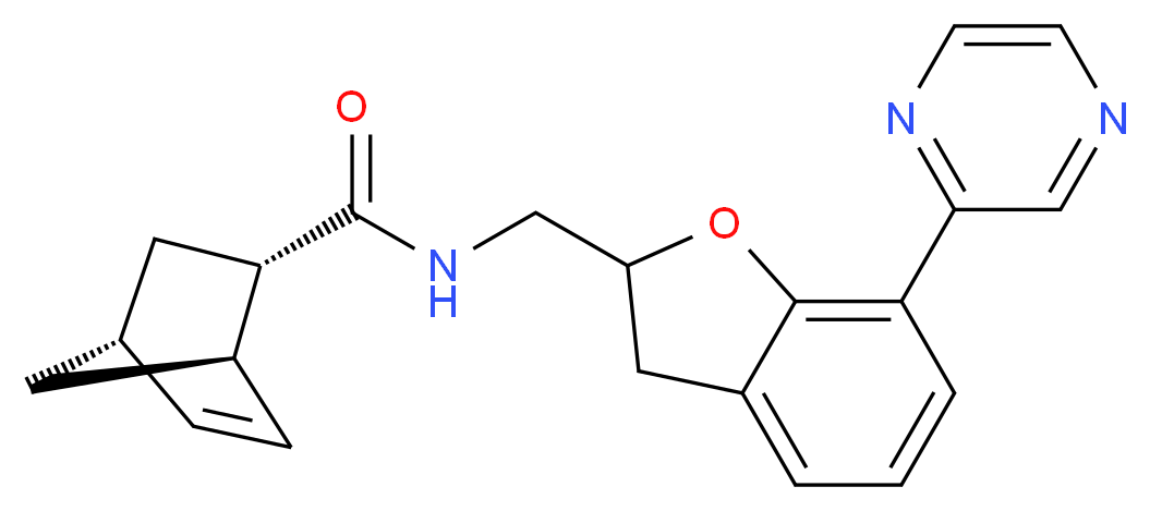 (1R*,2S*,4R*)-N-{[7-(2-pyrazinyl)-2,3-dihydro-1-benzofuran-2-yl]methyl}bicyclo[2.2.1]hept-5-ene-2-carboxamide_Molecular_structure_CAS_)