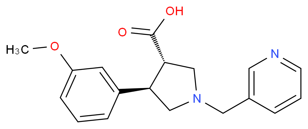(3S*,4R*)-4-(3-methoxyphenyl)-1-(pyridin-3-ylmethyl)pyrrolidine-3-carboxylic acid_Molecular_structure_CAS_)