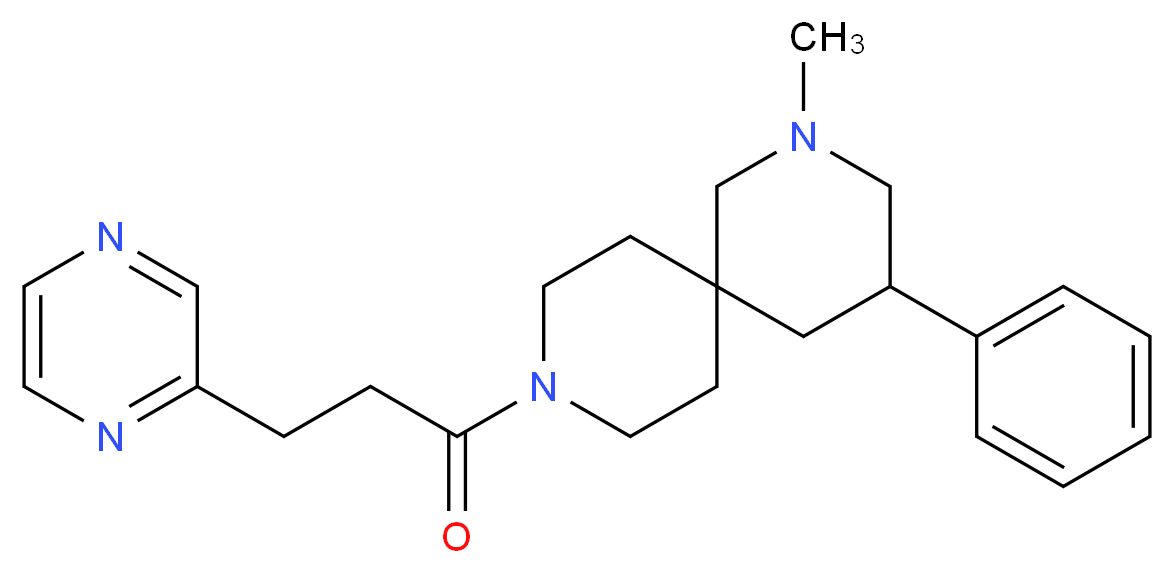 2-methyl-4-phenyl-9-(3-pyrazin-2-ylpropanoyl)-2,9-diazaspiro[5.5]undecane_Molecular_structure_CAS_)