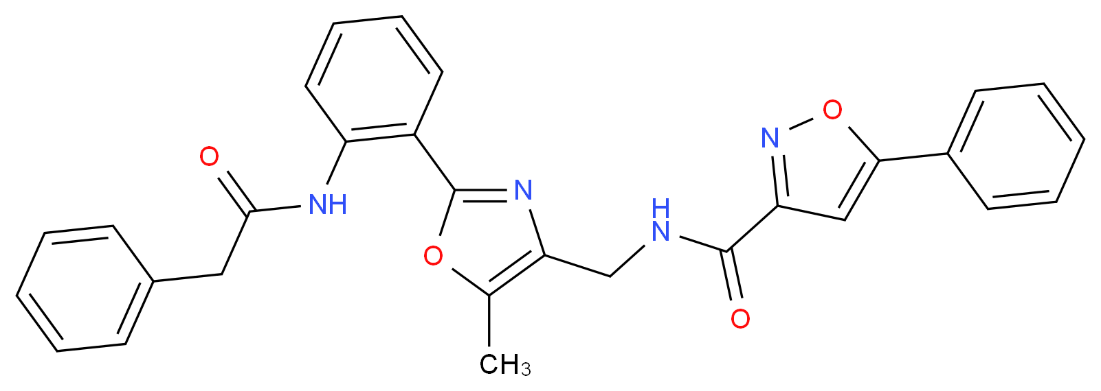 N-[(5-methyl-2-{2-[(phenylacetyl)amino]phenyl}-1,3-oxazol-4-yl)methyl]-5-phenyl-3-isoxazolecarboxamide_Molecular_structure_CAS_)