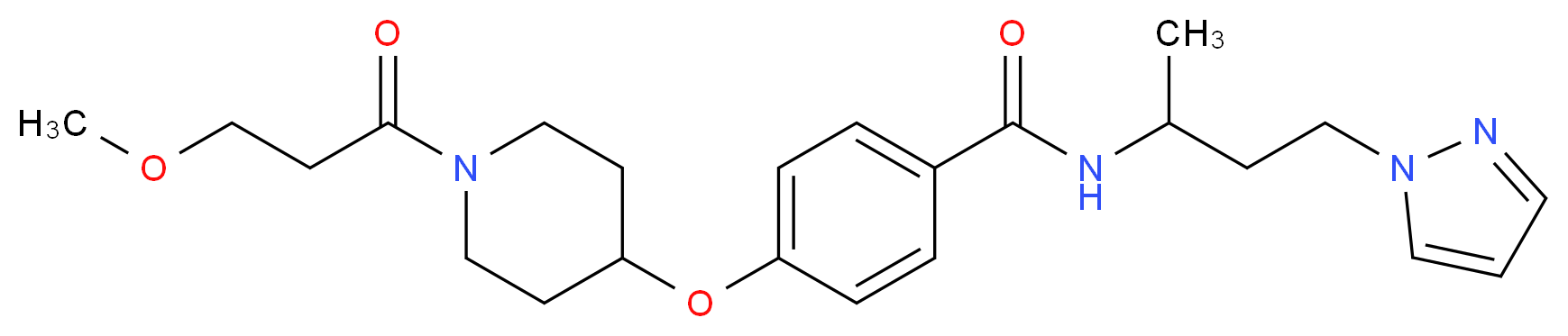 4-{[1-(3-methoxypropanoyl)-4-piperidinyl]oxy}-N-[1-methyl-3-(1H-pyrazol-1-yl)propyl]benzamide_Molecular_structure_CAS_)