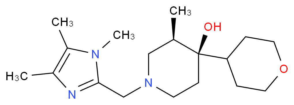 (3R*,4R*)-3-methyl-4-(tetrahydro-2H-pyran-4-yl)-1-[(1,4,5-trimethyl-1H-imidazol-2-yl)methyl]-4-piperidinol_Molecular_structure_CAS_)