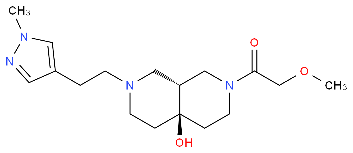 (4aR*,8aR*)-2-(methoxyacetyl)-7-[2-(1-methyl-1H-pyrazol-4-yl)ethyl]octahydro-2,7-naphthyridin-4a(2H)-ol_Molecular_structure_CAS_)