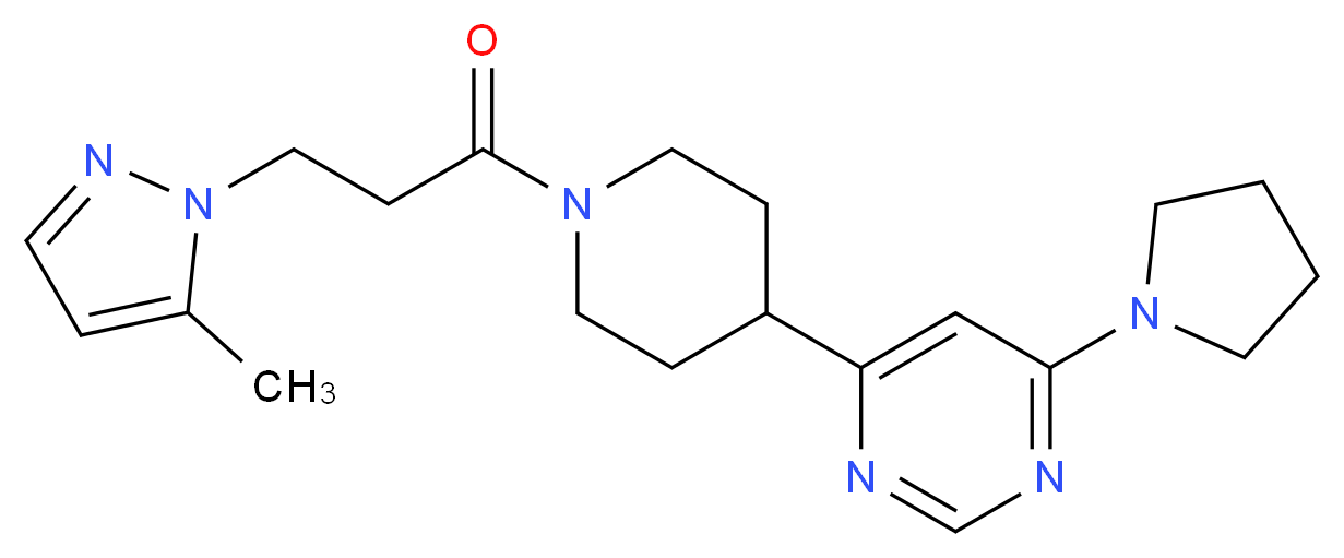 4-{1-[3-(5-methyl-1H-pyrazol-1-yl)propanoyl]-4-piperidinyl}-6-(1-pyrrolidinyl)pyrimidine_Molecular_structure_CAS_)