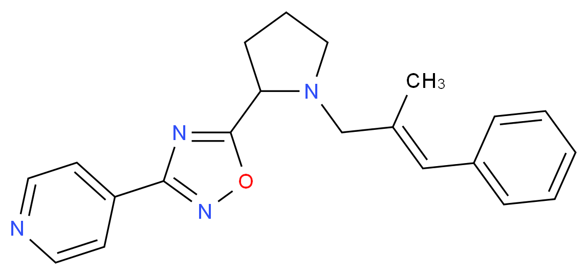 4-(5-{1-[(2E)-2-methyl-3-phenylprop-2-en-1-yl]pyrrolidin-2-yl}-1,2,4-oxadiazol-3-yl)pyridine_Molecular_structure_CAS_)