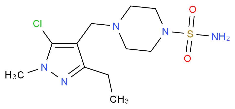 4-[(5-chloro-3-ethyl-1-methyl-1H-pyrazol-4-yl)methyl]piperazine-1-sulfonamide_Molecular_structure_CAS_)