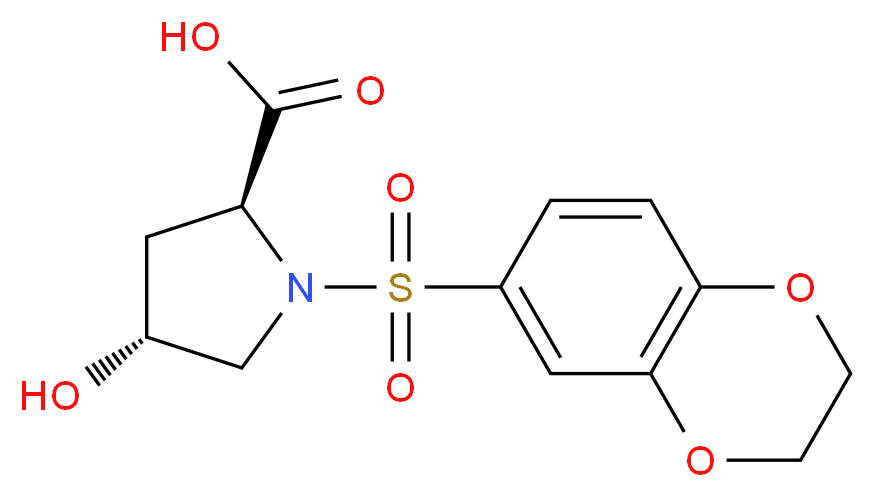 (2S,4R)-1-(2,3-dihydro-1,4-benzodioxin-6-ylsulfonyl)-4-hydroxypyrrolidine-2-carboxylic acid_Molecular_structure_CAS_)