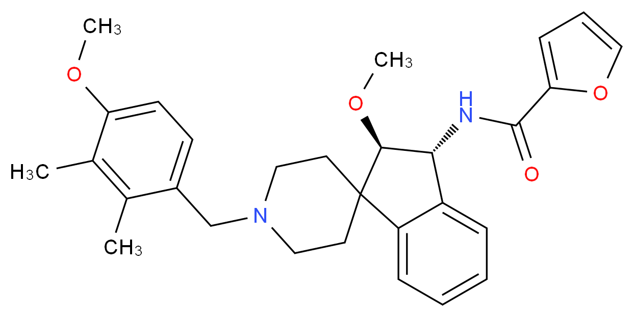 N-[(2R*,3R*)-2-methoxy-1'-(4-methoxy-2,3-dimethylbenzyl)-2,3-dihydrospiro[indene-1,4'-piperidin]-3-yl]-2-furamide_Molecular_structure_CAS_)