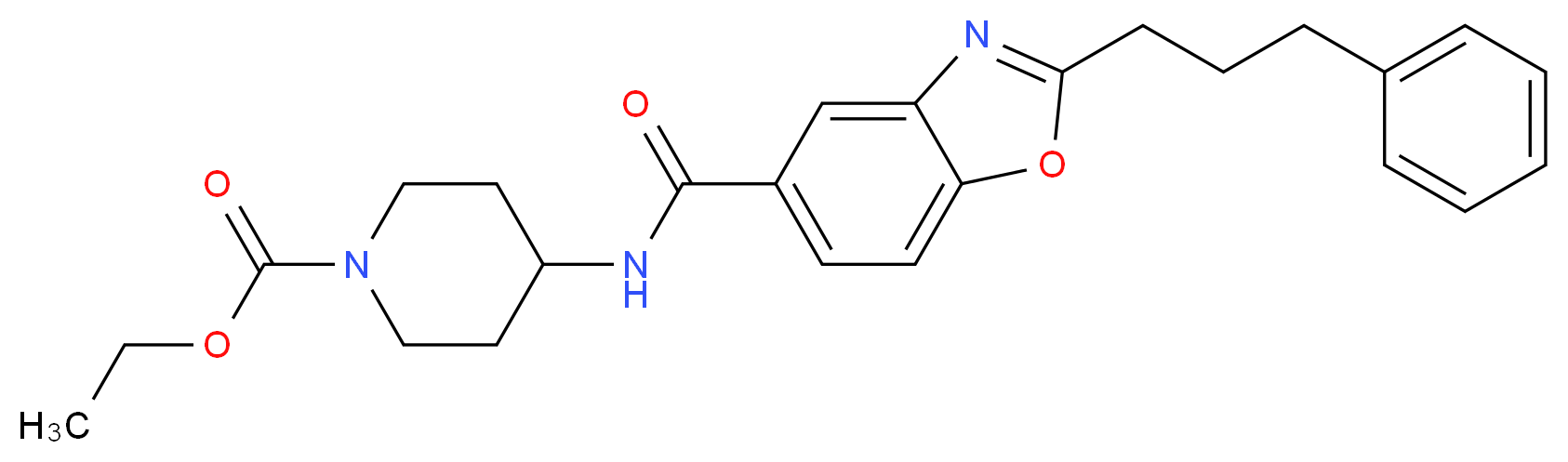 ethyl 4-({[2-(3-phenylpropyl)-1,3-benzoxazol-5-yl]carbonyl}amino)-1-piperidinecarboxylate_Molecular_structure_CAS_)