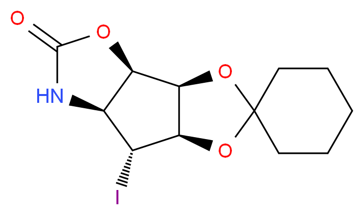 (1R,2R,3R)-(4S)-Amino-1,2,3-trihydroxy-(5R)-iodocyclopentane 3,4-Carbamate 1,2-Cyclohexyl Ketal_Molecular_structure_CAS_)