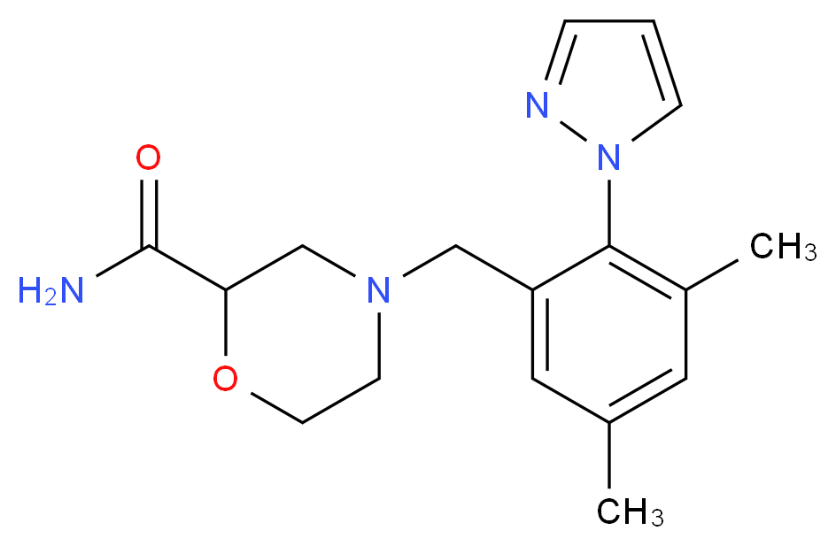 4-[3,5-dimethyl-2-(1H-pyrazol-1-yl)benzyl]morpholine-2-carboxamide_Molecular_structure_CAS_)
