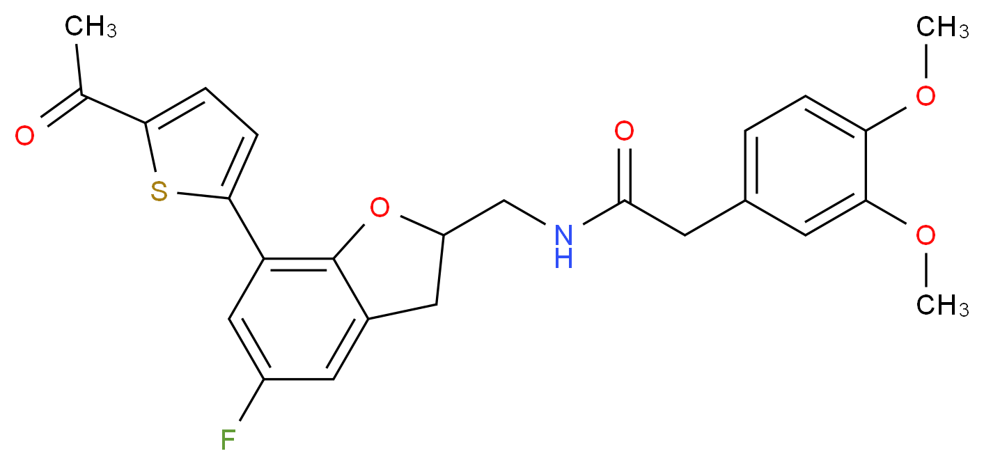 N-{[7-(5-acetyl-2-thienyl)-5-fluoro-2,3-dihydro-1-benzofuran-2-yl]methyl}-2-(3,4-dimethoxyphenyl)acetamide_Molecular_structure_CAS_)